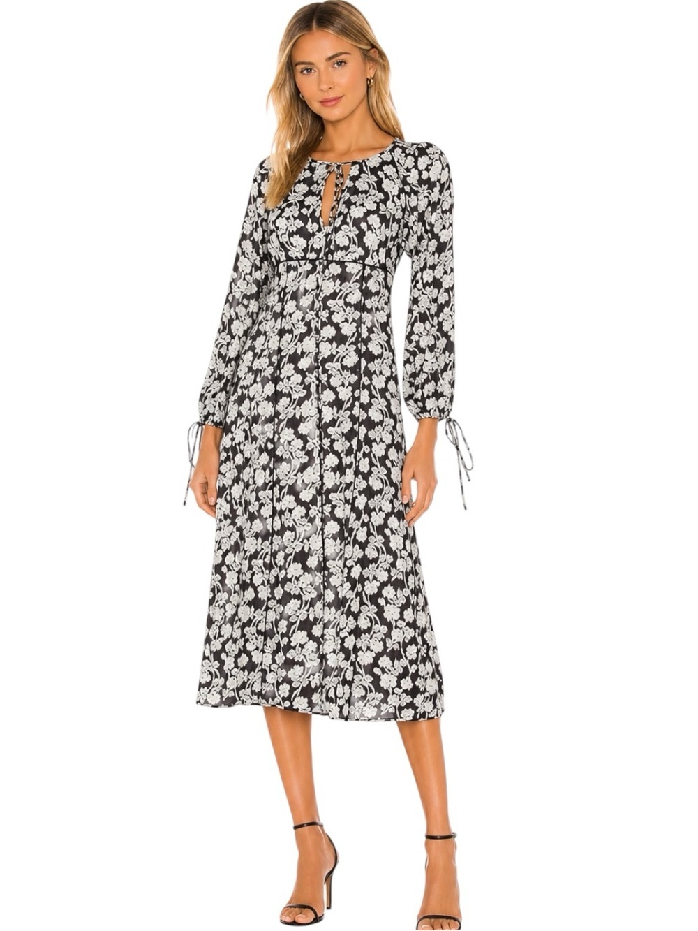 Rebecca Taylor Women's Alicia Fleur Midi Dress Black Size 4